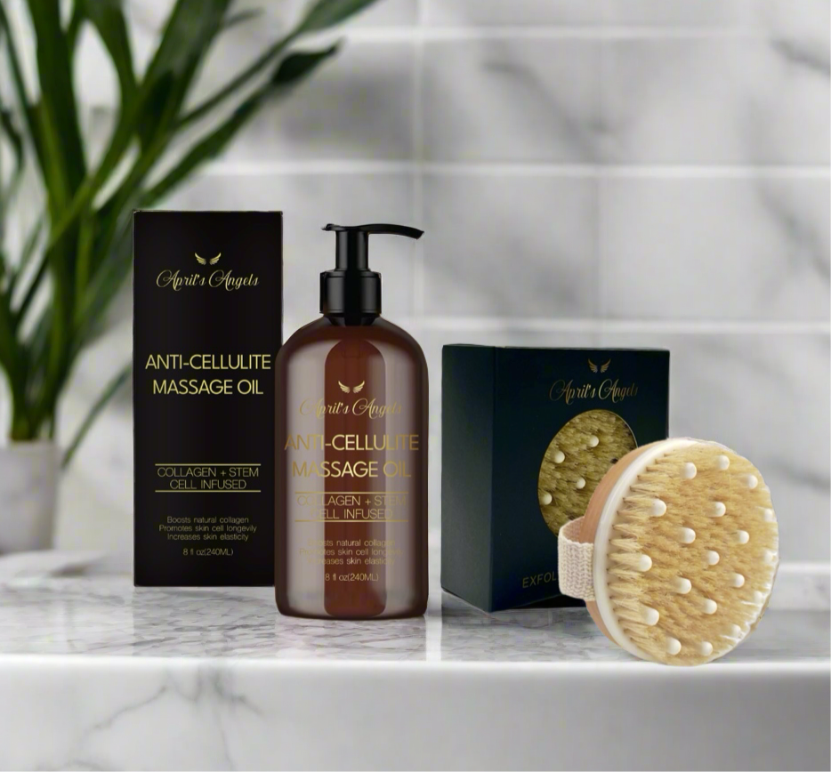 ANTI-CELLULITE MASSAGE OIL & EXFOLIATING DRY BRUSH BUNDLE