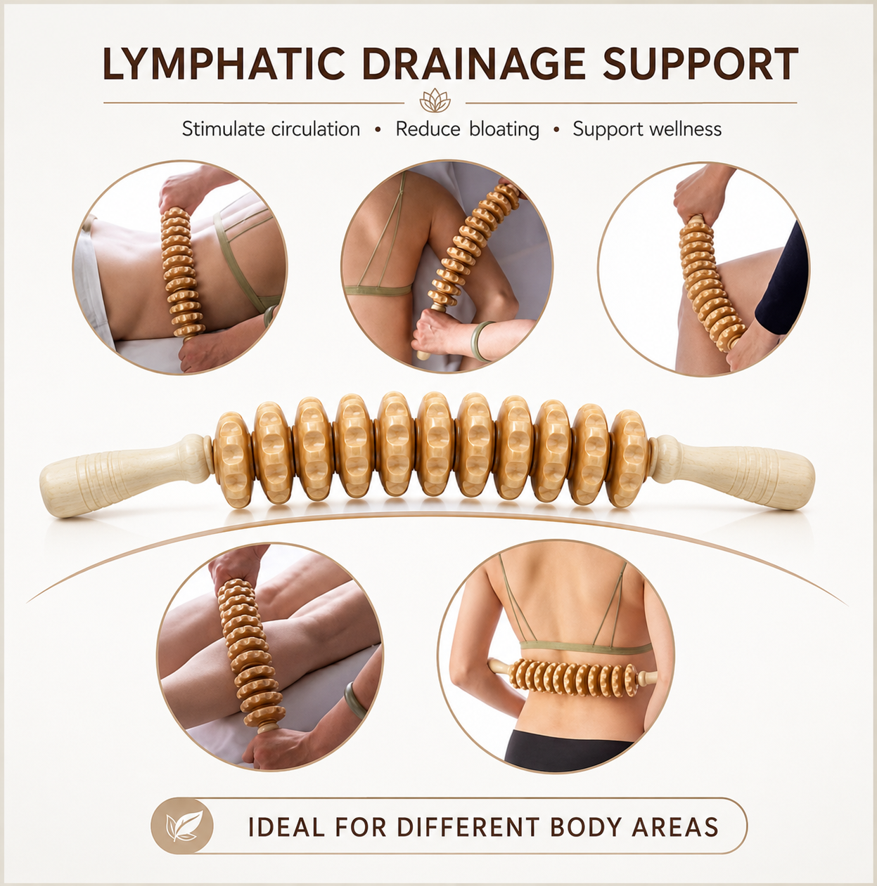 CURVED WOOD MASSAGE ROLLER