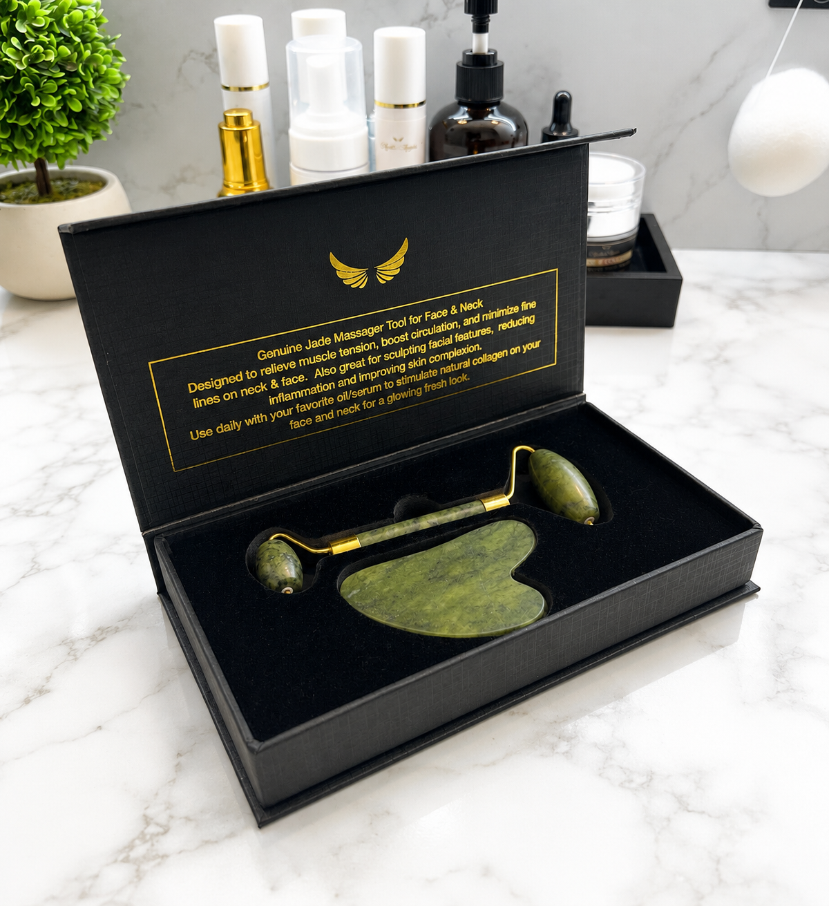 GENUINE JADE ROLLER & GUA-SHA
