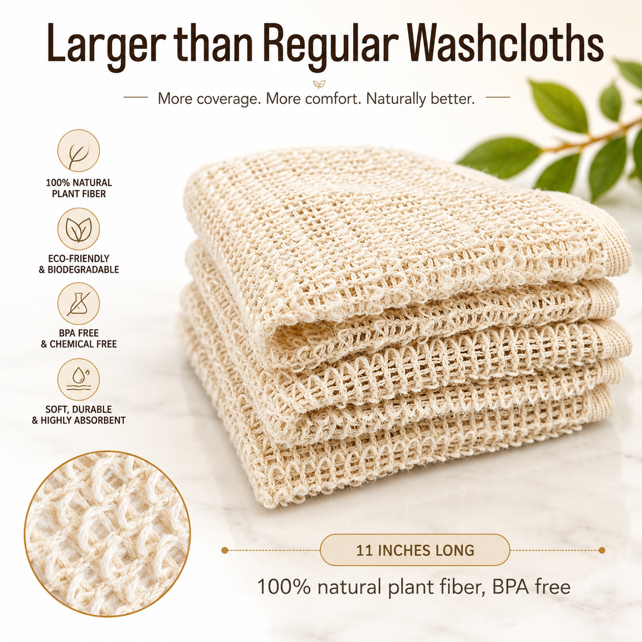 ORGANIC SISAL WASHCLOTH (3 Pcs)