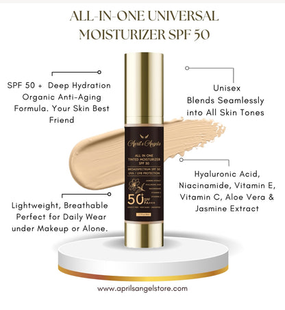 ALL IN 1 VEGAN UNIVERSAL TINTED MOISTURIZER SUNSCREEN SPF 50