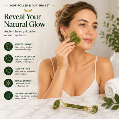 GENUINE JADE ROLLER & GUA-SHA