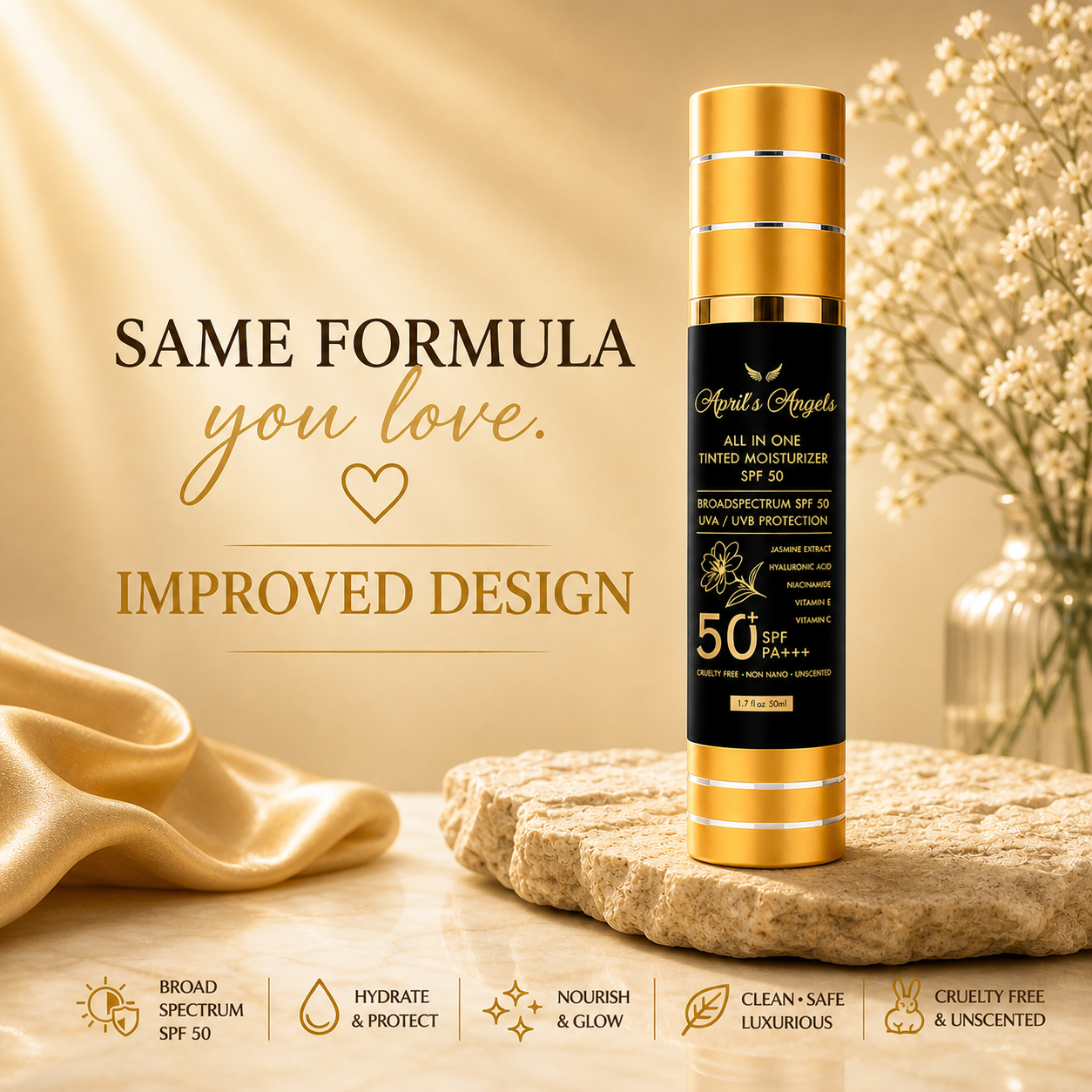 ALL IN 1 VEGAN UNIVERSAL TINTED MOISTURIZER SUNSCREEN SPF 50