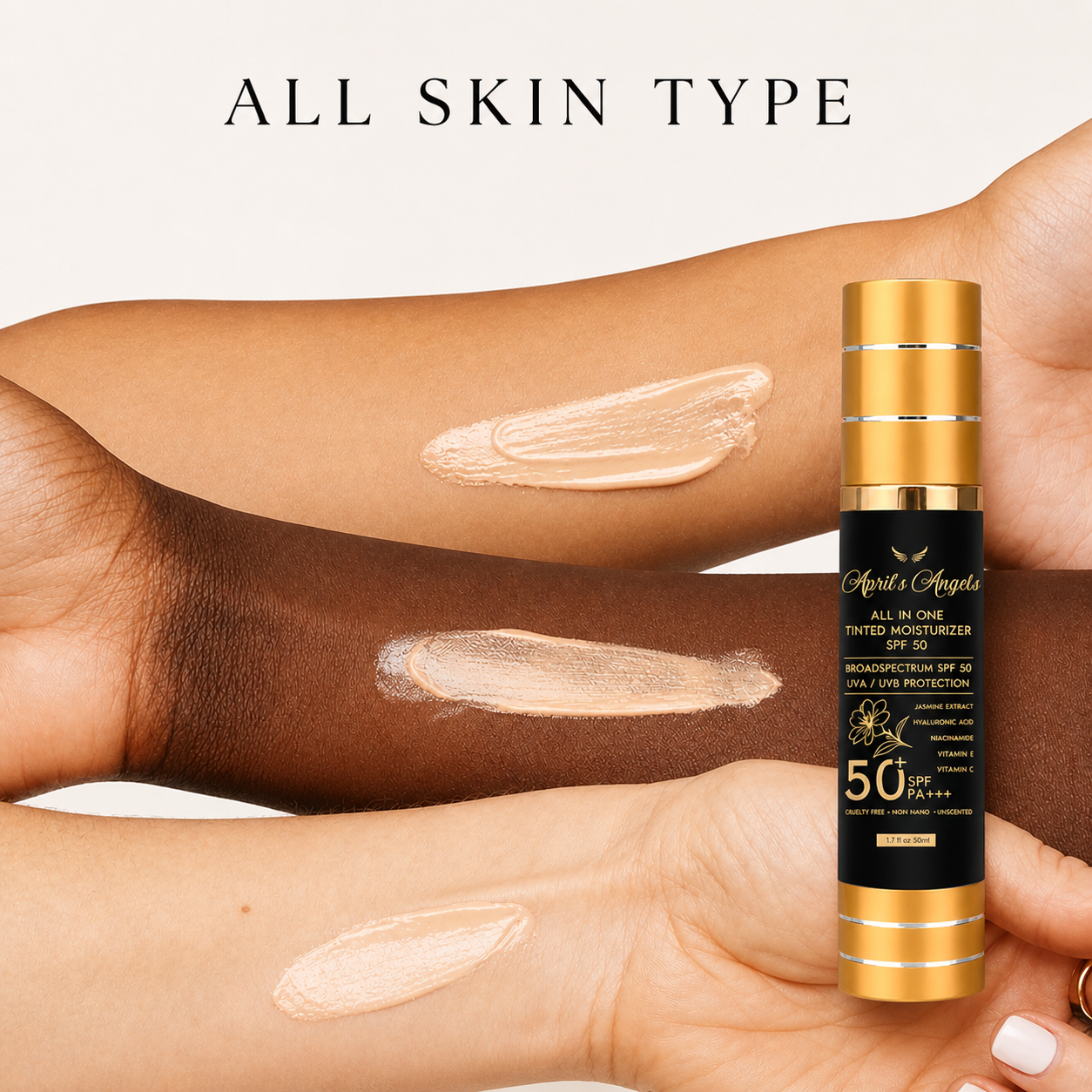 ALL IN 1 VEGAN UNIVERSAL TINTED MOISTURIZER SUNSCREEN SPF 50
