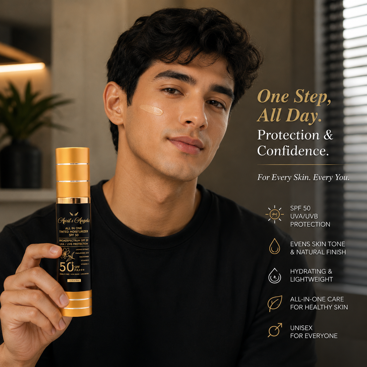 ALL IN 1 VEGAN UNIVERSAL TINTED MOISTURIZER SUNSCREEN SPF 50