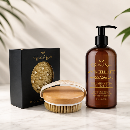 ANTI-CELLULITE MASSAGE OIL & EXFOLIATING DRY BRUSH BUNDLE